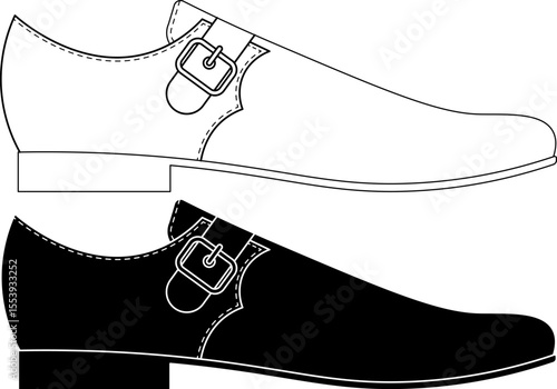 man's single-strap monk dress shoe icon set