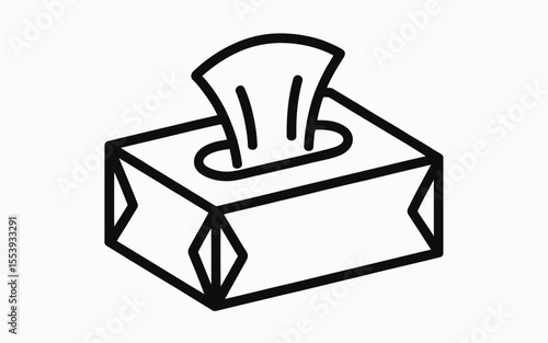 Simple black line drawing of a tissue box with tissues protruding from the opening