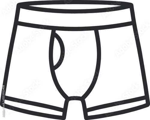 Simple outline icon of men s boxer briefs underwear on white background