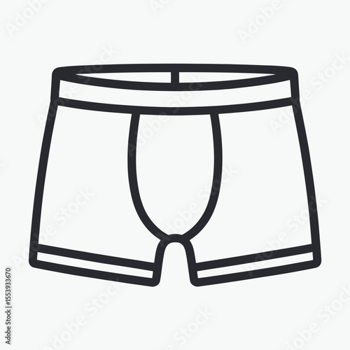 Simple outline icon of men s boxer briefs underwear on white background