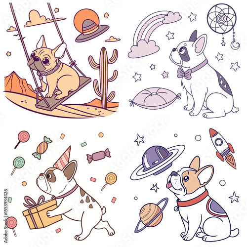 High-Quality French Bulldogs Illustrations in Various Styles – SVG Bundle