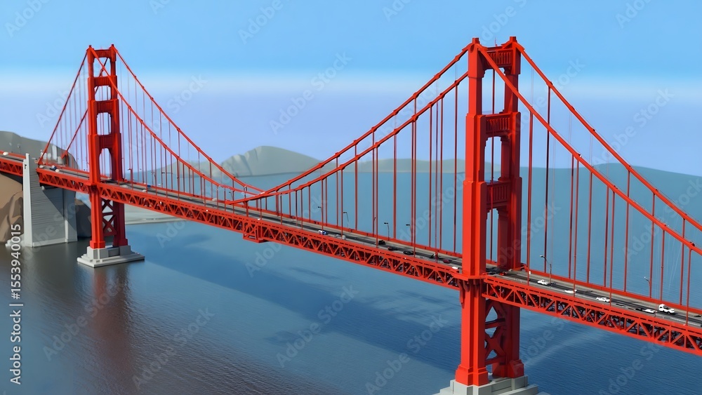 Fototapeta premium Golden Gate Bridge Suspension Structure Landmark