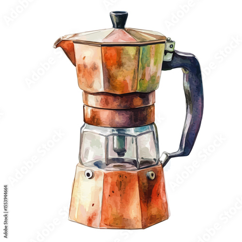 watercolor vector of Coffee Maker, isolated on a white background.
