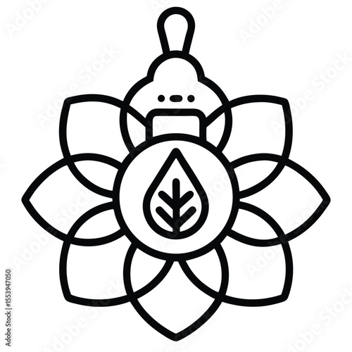 Elegant black and white line art flower icon for air freshener or fragrance products