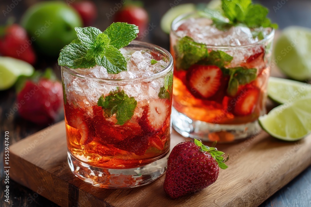 Minty strawberry rum mojito Minty strawberry rum mojito