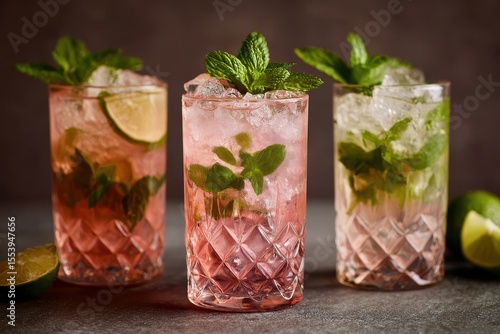 Mojito Pink Lady or Ginsling cocktail to serve