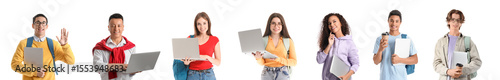 Set of people with laptops ...