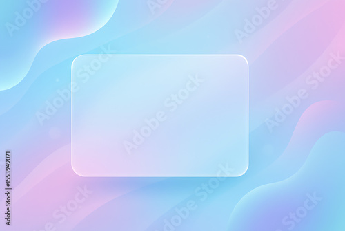 Liquid glass glassmorphism rectangle landscape in elegant style abstract background copy space