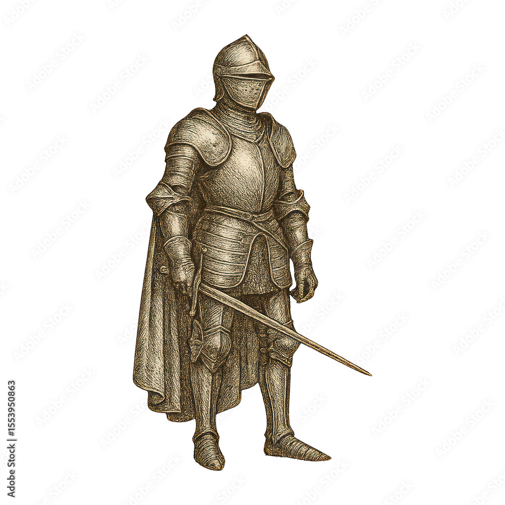 Fototapeta premium PNG Medieval knight armor illustration.