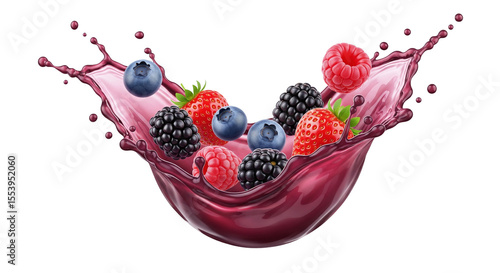 Mixed berries splash into red juice