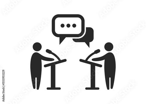 Debate icon on white background stock illustration