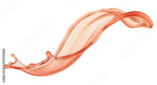 Peach juice swirl splash shape, isolated on transparent background