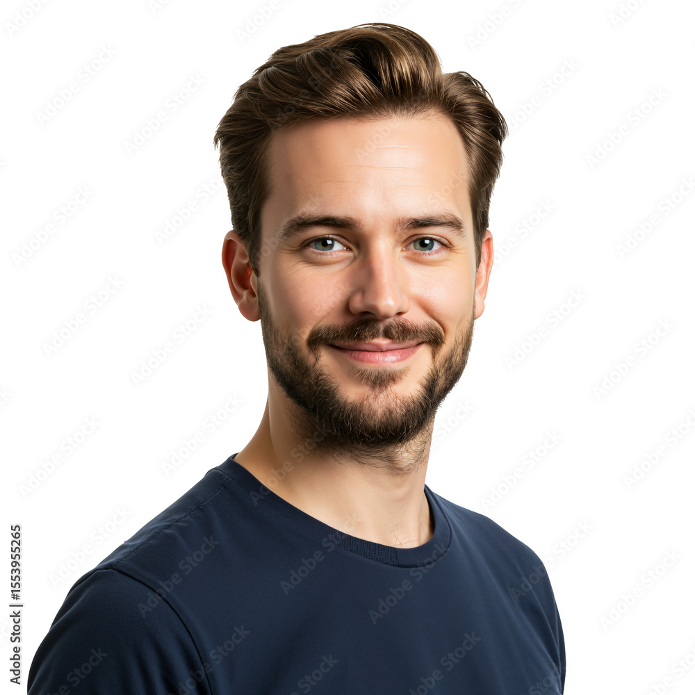 Fototapeta premium Young Smiling Man Portrait with Beard on transparent background