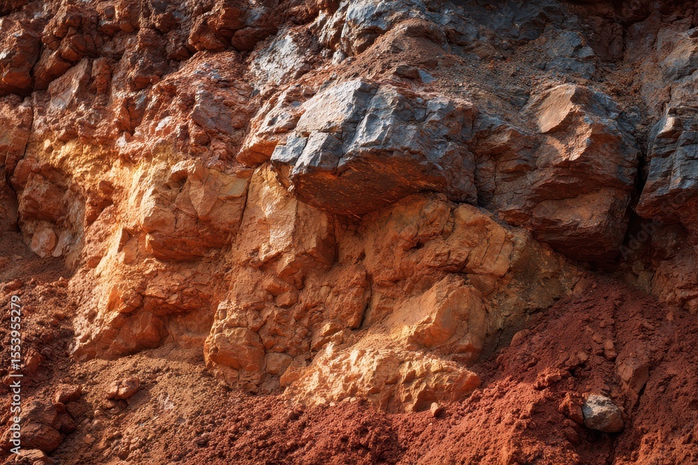 Fototapeta premium Surface layer of weathered bauxite rock from a mine