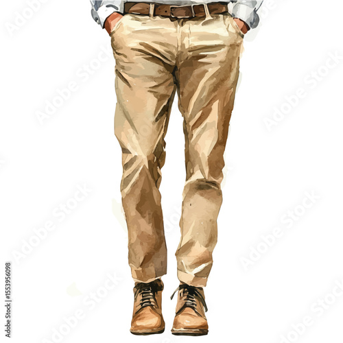 Chinos, watercolor clipart vector, isolated on a white background.