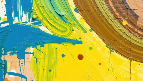 Vibrant Abstract Painting with Bold Colors and Textured Surface