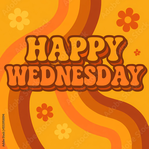 Retro 70s Style Happy Wednesday Poster – Vintage Groovy Design