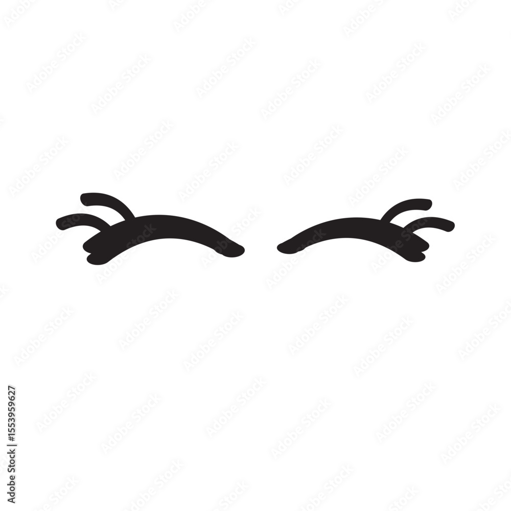 Fototapeta premium Cute Eyelash Character in Hand-Drawn Flat Style, Perfect for Logo Design, Spa Decor, Children's Graphics, and Kawaii-Inspired Digital Artwork