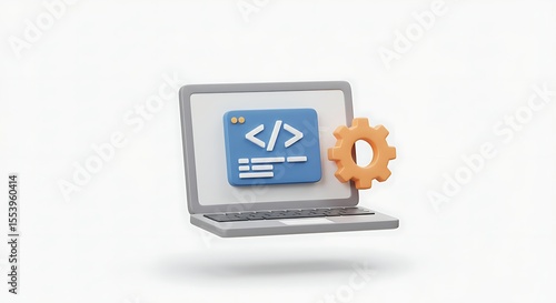 Wallpaper Mural Laptop with Code Symbol and Gear Torontodigital.ca