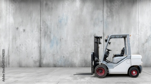 Industrial forklift in side view, showcasing robust machinery design and functional efficiency