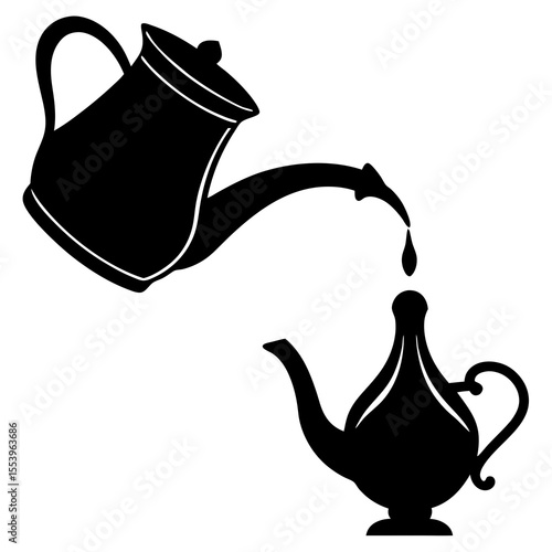 Pouring Teapot Vector: Kettle Spilling Water Illustration for Tea, Coffee, and Beverage Designs