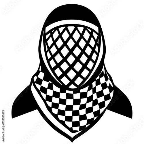 Arab Woman Vector Portrait: Traditional Middle Eastern Clothing Illustration for Culture, Fashion, and Islamic Designs