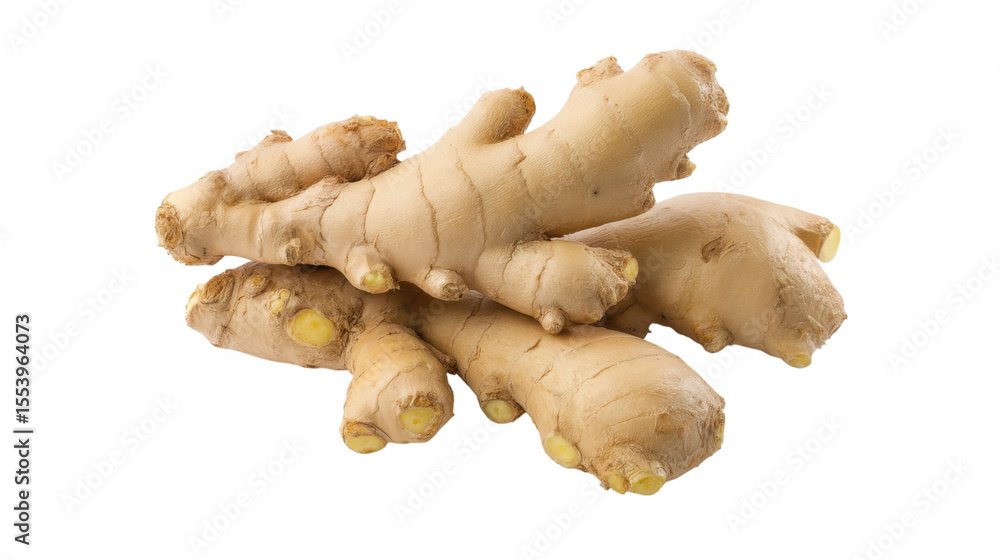 Heap of fresh ginger root rhizomes isolated on transparent background Heap of fresh ginger root rhizomes isolated on transparent background