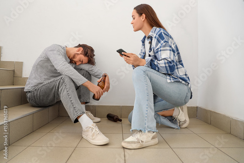 Woman calling an ambulance ...