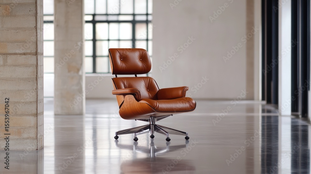 Fototapeta premium Modern leather chair in an industrial space