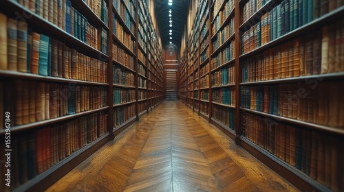 Wallpaper Mural Long aisle of antique books in a library. (2) Torontodigital.ca