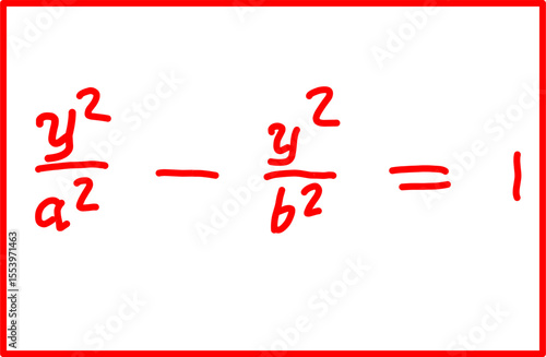mathematical formula of vertical hyperbola equation. analytical geometry, ellipse and hyperbola