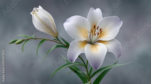 Aesthetic Still Life: Exploring Blooming White Lilies in Abstract Surrealism Through Digital Art Techniques