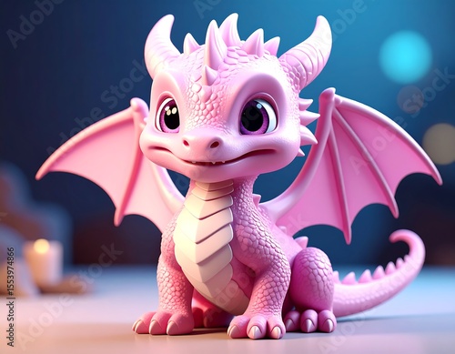Cute pink dragon figurine (1)