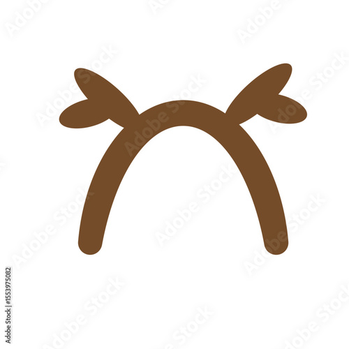 Reindeer Antlers Headband Flat Cartoon Icon