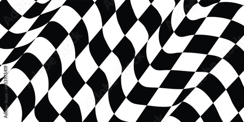 Black and white checkered pattern. Chess pattern. Black and white checkered background. 3D checkered wallpaper. vector illustration