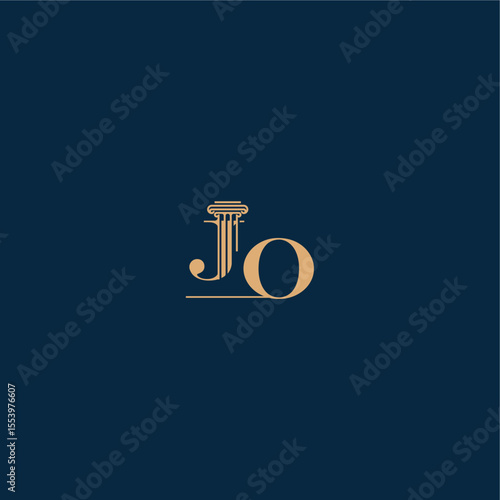 classy law logo with monogram and pillar letter concept of elegant attorney design JO