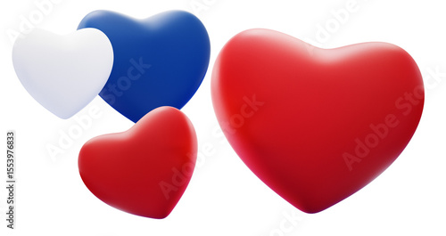 white blue red hearts 3d as...
