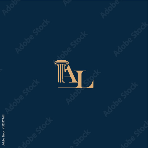 with monogram and pillar concept of elegant attorney design AL classy law logo letter