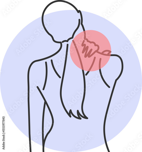Woman with severe pain in the neck and shoulder region