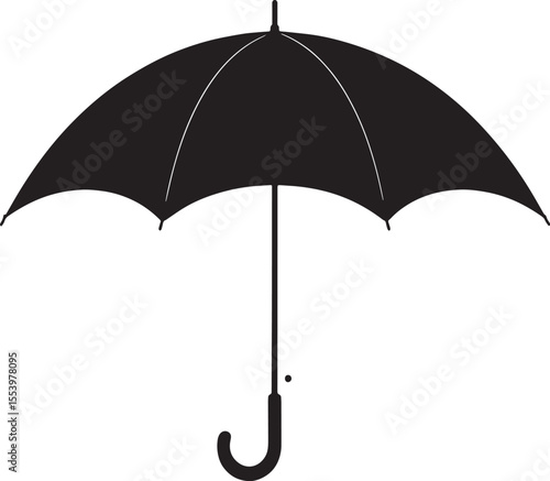 black umbrella isolated on white background