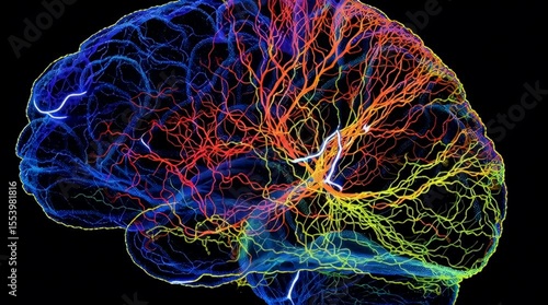brain with colorful lines 