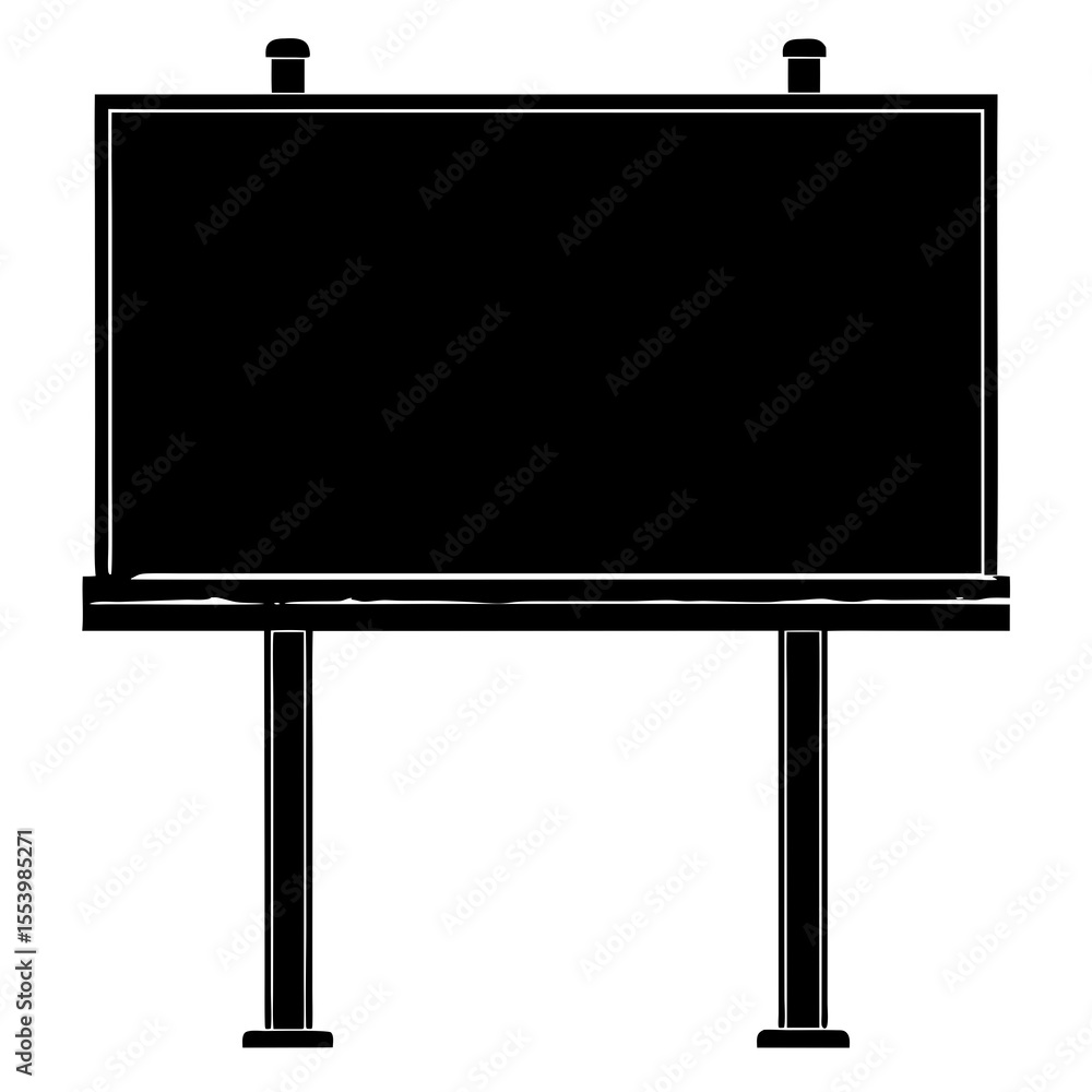 Obraz premium Black and white silhouette of a blank billboard sign for advertising