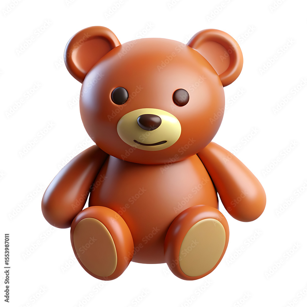 Fototapeta premium Brown Teddy Bear: 3D Render of a Cute Plush Toy 3D icon high quality resolution