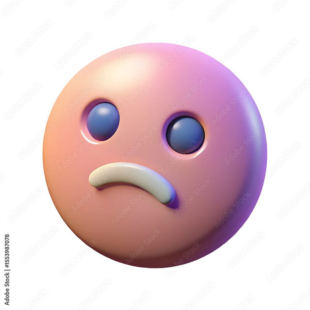 Fototapeta premium 3D Rendered Disappointed Emoticon: Perfect for Website, App, and Social Media 3D icon high quality resolution