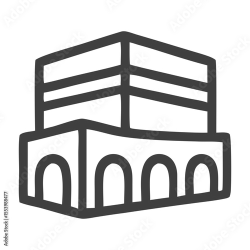 A symbolic single icon vector representing a visit to Mecca, ideal for pilgrimage documentation, Islamic culture apps, or spiritual journey content. Designed with simplicity and clarity. 