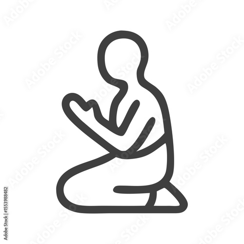 A clean single icon vector of a prayer ceremony, often associated with Hajj and Islamic gatherings. Perfect for apps, visual explanations, or prayer-focused educational tools.  