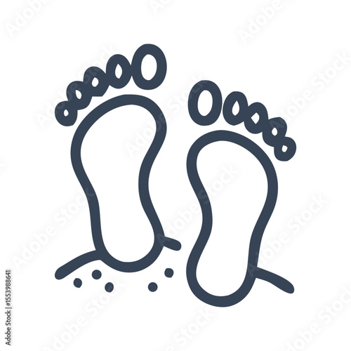 A fun and lighthearted single icon vector illustrating sandy toes, symbolizing barefoot beach walks and summer joy. Great for lifestyle brands, beachwear, and summer stories. 