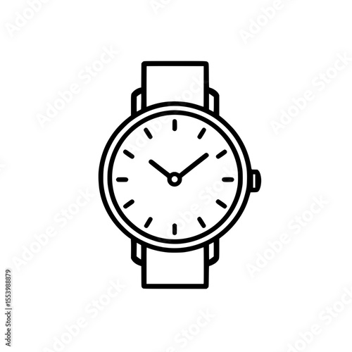 Analog wristwatch icon with time shown on a round dial representing punctuality and scheduling