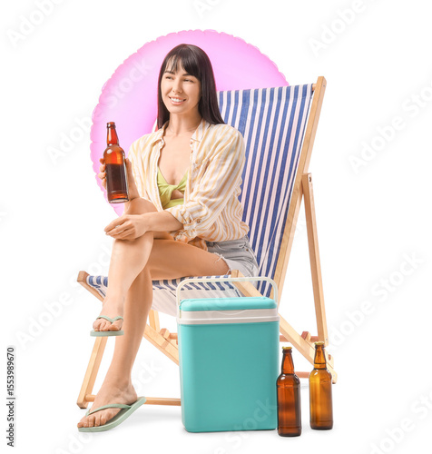 Young woman with portable f...