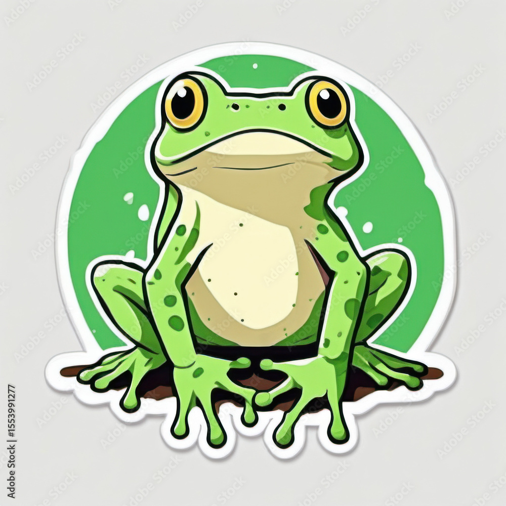 Fototapeta premium Cute Green Frog Cartoon Illustration. (1)